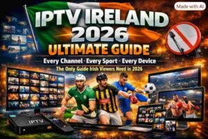 IPTV Ireland complete channel list 2026 showing RTÉ TG4 GAA Sky Sports Premier League streaming in 4K quality